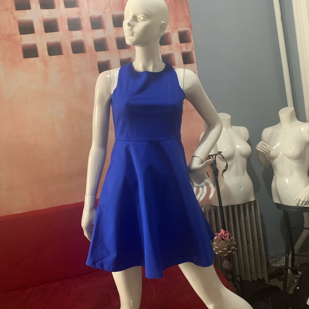 Blue fit and flare dress